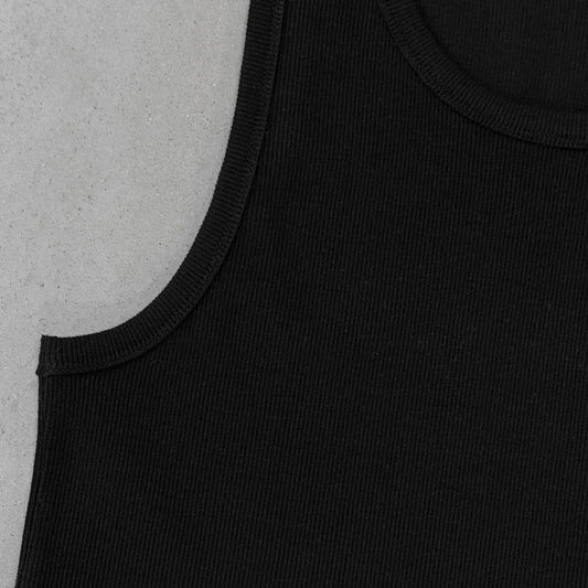 Slim Ribbed Tank (BLACK)